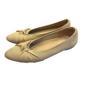 Vivaia Tan Nutmeg Bibi Almond-Toe Knotted Washable Flats Size 11 Preppy Casual